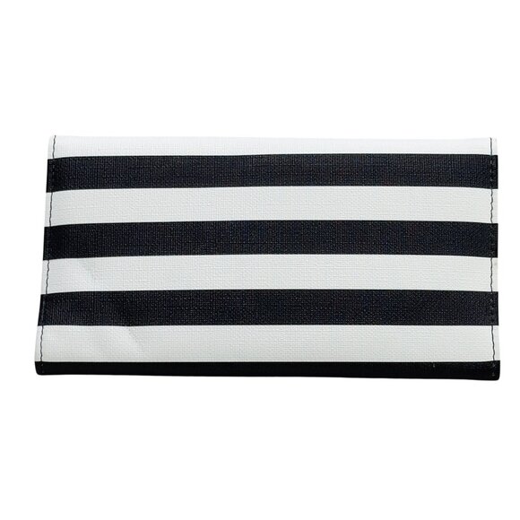 Kut From The Kloth Black & White Striped Wallet Multiple Card Slots Snap Closure - Picture 1 of 6